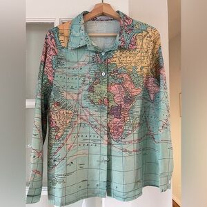 Button Down World Map Shirt